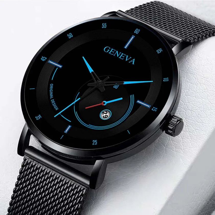 

Мужские часы 2022, роскошные модные мужские деловые часы, ультратонкие кварцевые наручные часы из нержавеющей стали с сетчатым ремешком, мужс...