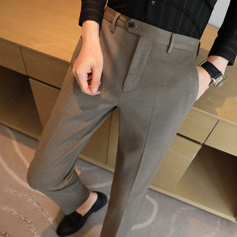 

Men Winter 2022 Quality High Starry Men Business Woolen Pants Suit Autumn Dress Slim Sky Social Thickened Pants Pant Casual