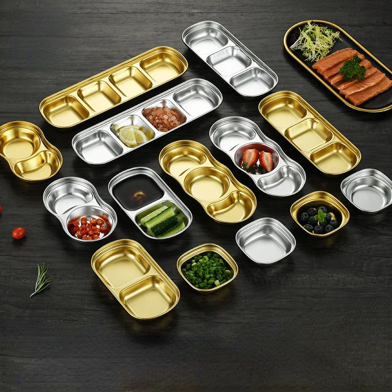 

Блюдца из нержавеющей стали для окунивания, столовая посуда, Снэк, столовая посуда, Диспенсер, тарелка для распределения соуса, бутылка для ...