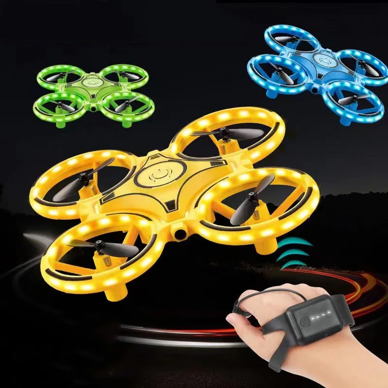 

2022New RC Mini Quadcopter Induction Drone Smart Watch Remote Sensing Gesture Aircraft UFO Hand Control Drone Altitude Hold Kids