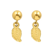 french style gold plated maple leaf earrings for women 2022 trend titanium steel plated 18k gold earrings