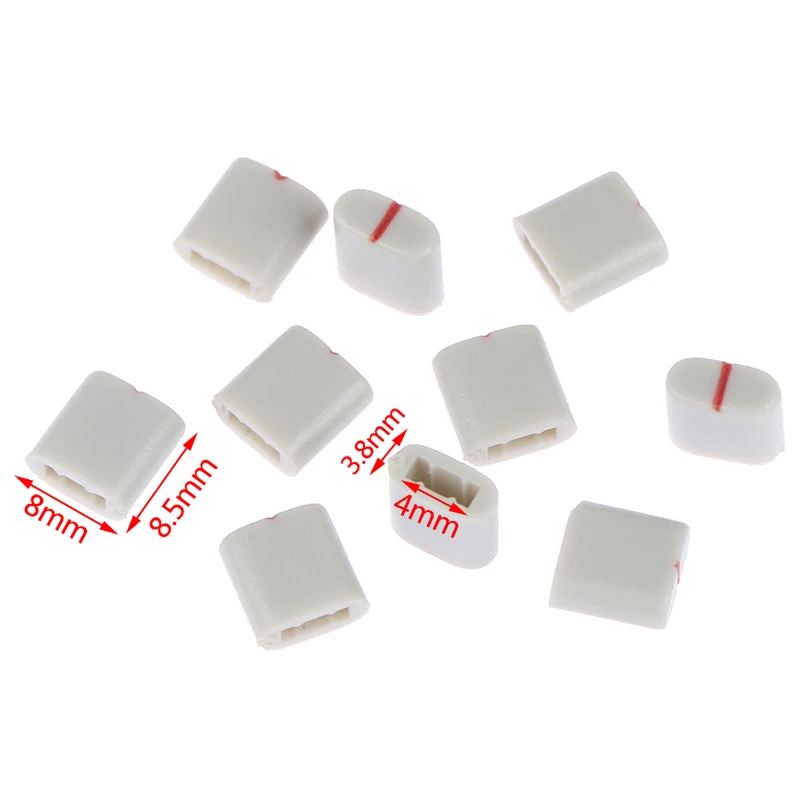 

10pcs Equalizer Potentiometer Fader Cap / Hole 4MM Gray Red / Plastic Handle Straight Potentiometer Fader Knob Cap