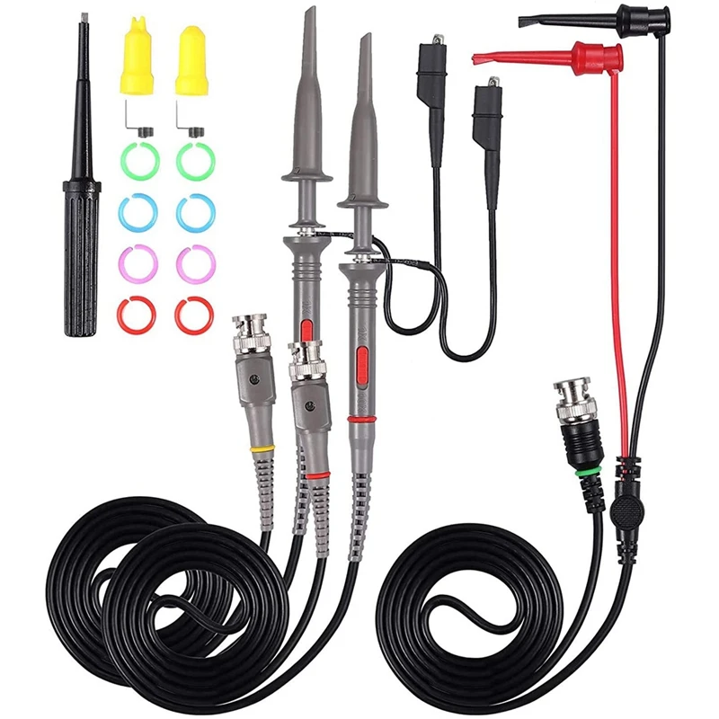 

P6100 100 Mhz Oscilloscope Clip Probes With BNC To Minigrabber Test Lead Kit