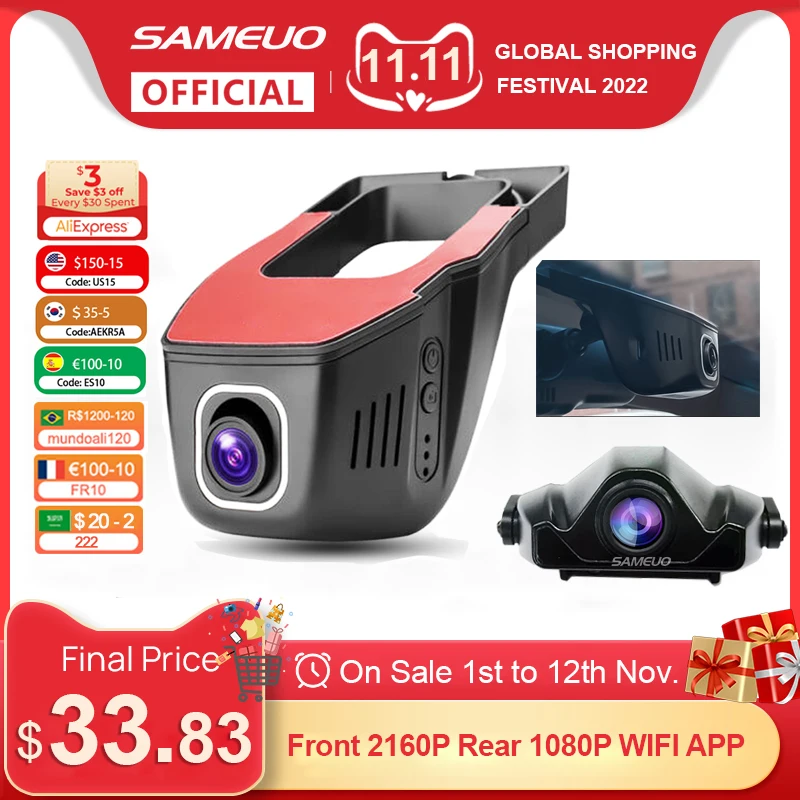 Sameuo U680Pro Dash Cam 4K Rear View Auto Dashcam For Car Camera 2160P  Video Recorder Reverse Dvr WIFI 24H Parking Monitor