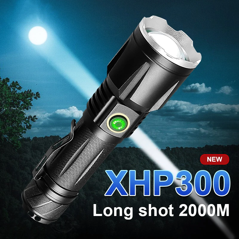 

Новейшая мощная светодиодная вспышка XHP300, перезаряжаемый мощный яркий фонарь лм, тактическая USB-вспышка, уличная ручная лампа для кемпинга