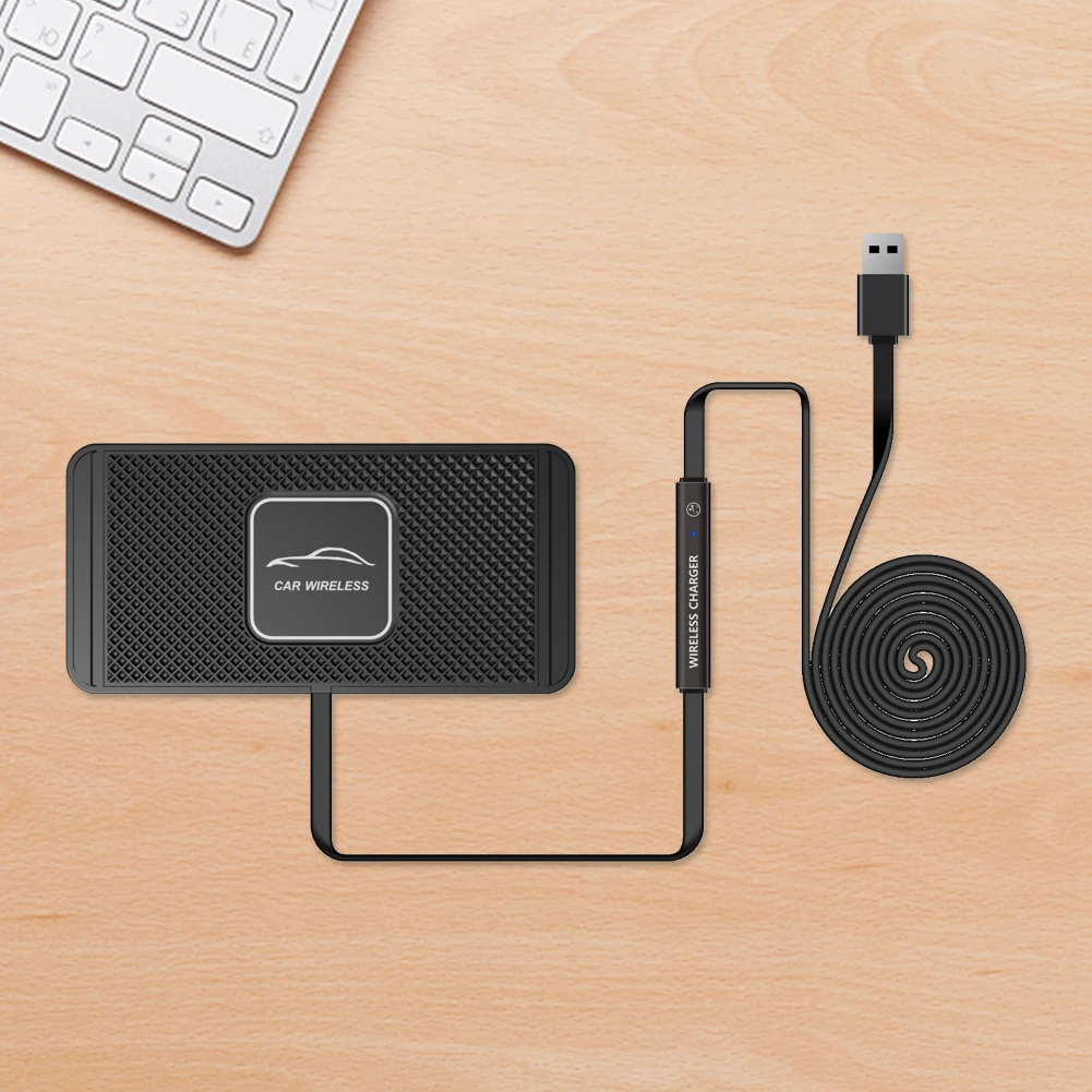 

Коврик для автомобильного беспроводного зарядного устройства, 15 Вт, силиконовый нескользящий коврик для iPhone 14, 13, 12 Pro Max, Samsung, автомобильное ...