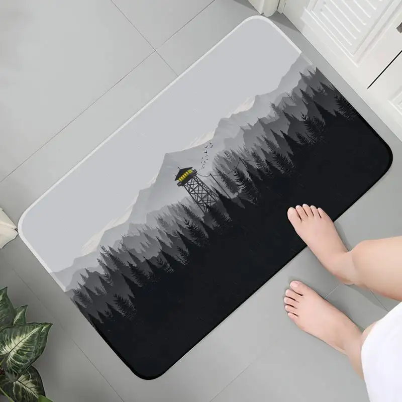 

Bathroom Entrance Carpet Flannel Soft Rug Hallway Mats Anime Memory Foam Deep Forest Firewatch Lounge Rug Bath Mats Parlor Mat