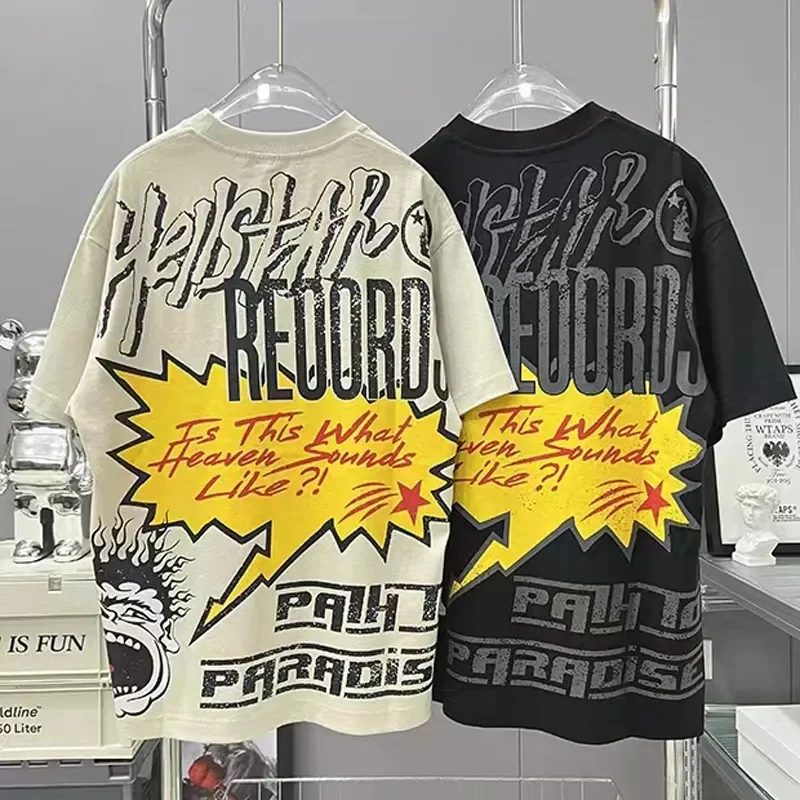 

Real Photo Hellstar T-shirt American High Street Hip Hop Alphabet Print HELLSTAR T Shirt Men Women Summer Short Sleeve Top Tee