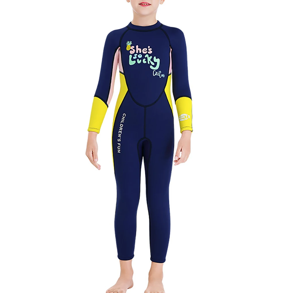 

DIVE SAIL Children Diving Suit Round Neck 2.5mm Sunproof Warm Keeping 3 Layer Waterproof Swimming Beach Playing Wetsuit Yellow S