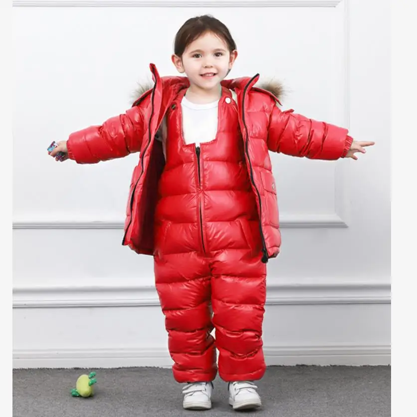 

Детская зимняя куртка на белом утином пуху и штаны, до-30 ℃