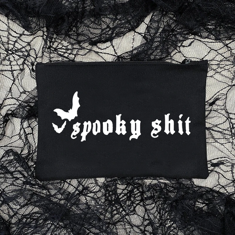 

Spooky shit Goth Trick or Treat Gothic Makeup Bag Magic Witch happy Halloween party Cosplay Costume decoration hangover kit Gift