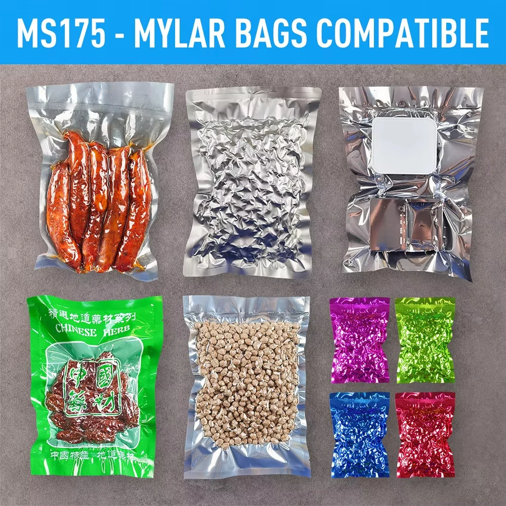 Фото MS175 Air-Tight Вакуумная упаковочная машина — алюминиевый пакет с гладкой поверхностью для свежести в сухом/влажном хранении продуктов питания №4