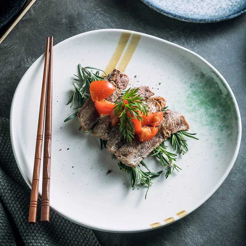 

Western Food Plate, Restaurant, Light Food Restaurant, Ceramic Steak Plate, Salad Plate, Household Dish Plate, Flat Plate