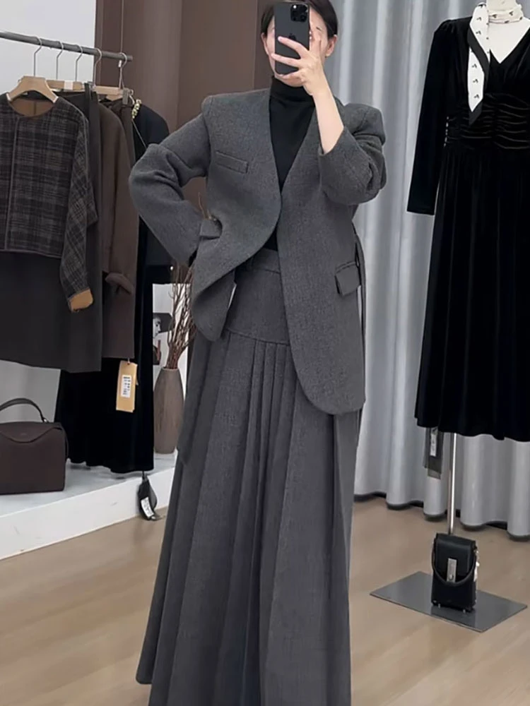 BZVW офисный женский шерстяной комплект из двух предметов пиджак с v-образным