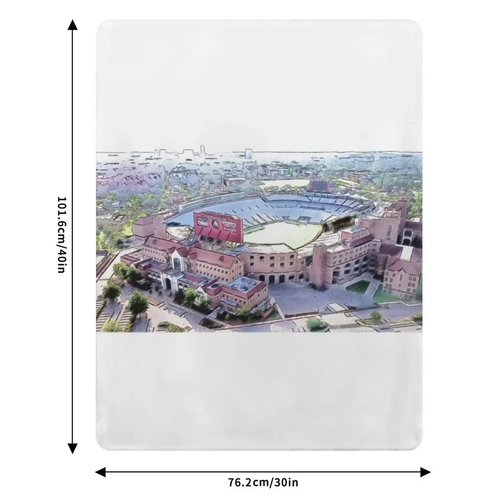 Aerial of Doak Campbell Stadium in Tallahassee, Florida - эскиз карандаша, одеяло, мягкое летнее декоративное одеяло (art.: 3920d2ce7aaac) - 3920d2ce7aaac