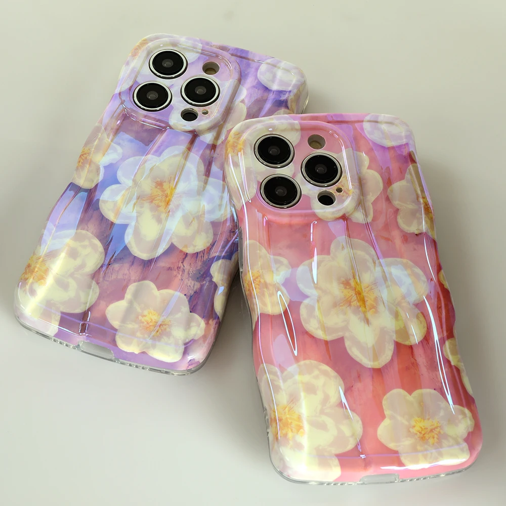 

Модный блестящий чехол для телефона с цветами для IPhone 11, 12, 13 Pro, Max, X, XS, XR, 7, 8 Plus, бампер, мягкий силиконовый чехол