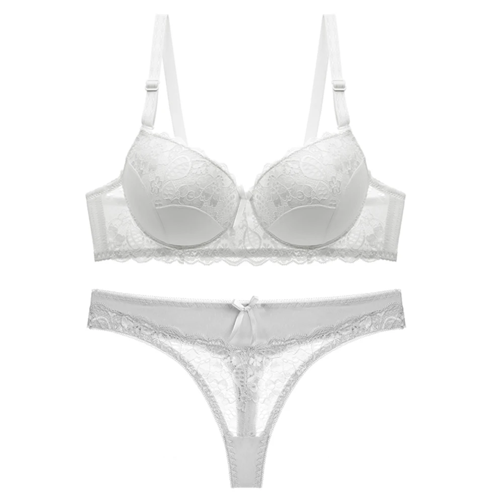 

Women's Underwire Underwear Bra Set Adjusted Straps Push Up Bra Lace Bra Set for Female Sexy Thong Set 36 38 40 42 44 A B C D E