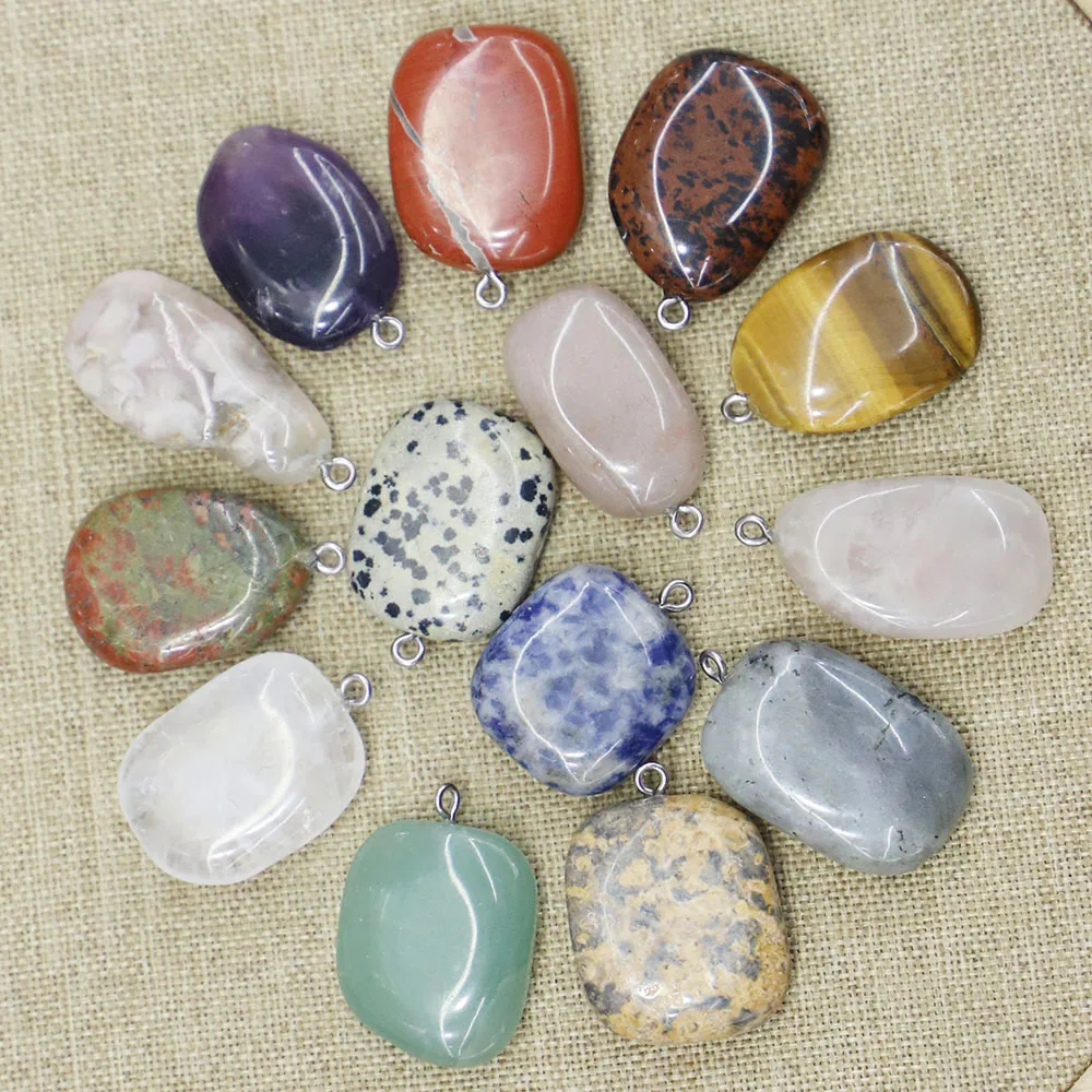 Free Shipping [Promotion] Fine Natural Stone Irregular Pendant Trend Multi-color DIY Earrings Necklace Jewelry Making 10Pcs/Lot