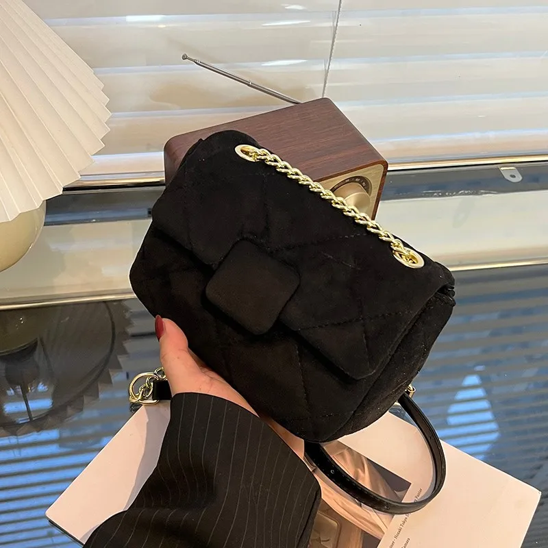 Women's Shoulder Bag Retro Nubuck Leather Lingge Pattern Women's Crossbody Mini Bag Brand Designer Girl's Purse Handbag Flap Bag