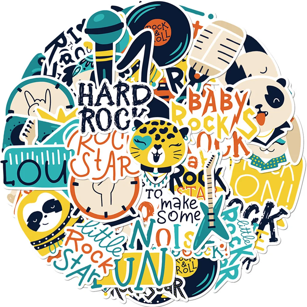 

10/30/52pcs Cartoon Animal Rock Style Stickers Kawaii Decals Graffiti DIY Tablet Laptop Guitar Water Bottle PVC Sticker for Kids