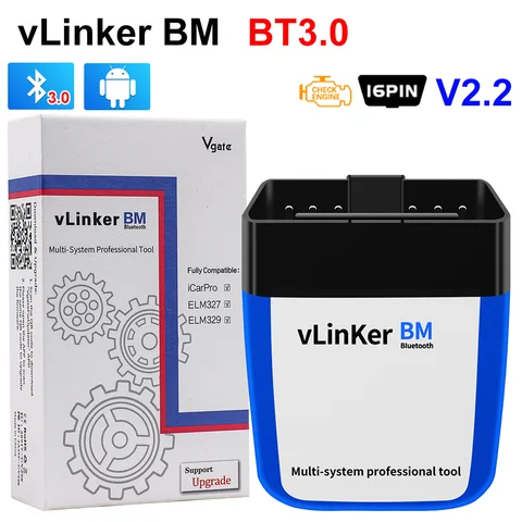 Vgate vLinker BM + V2.2 ELM327 OBD сканер Bluetooth 3,0/4,0/wifi OBD2 инструменты для диагностики автомобиля работают с Bimmercode ELM 327 для BMW