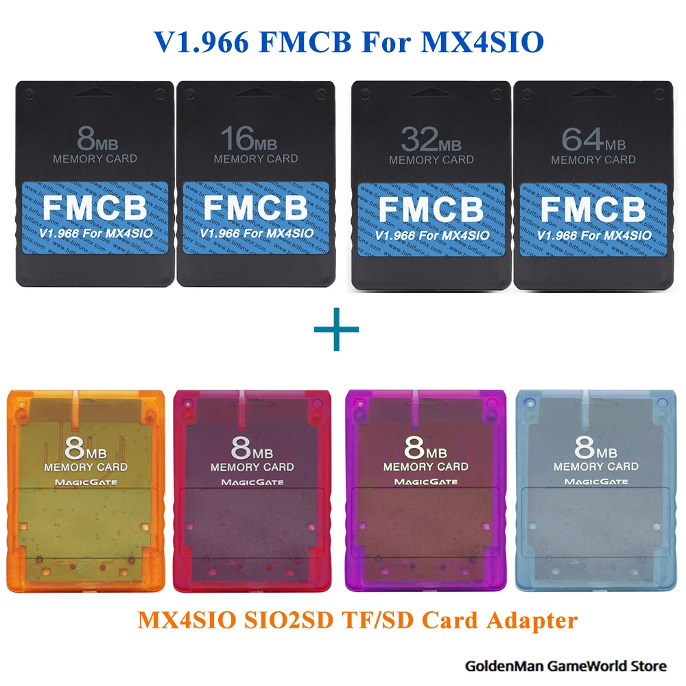 V1.966 8/16/3264MB FMCB PS2 карта OPL 1.2.0 для MX4SIO SIO2SD TF/SD карт адаптер игровых консолей Playstation2 Fat