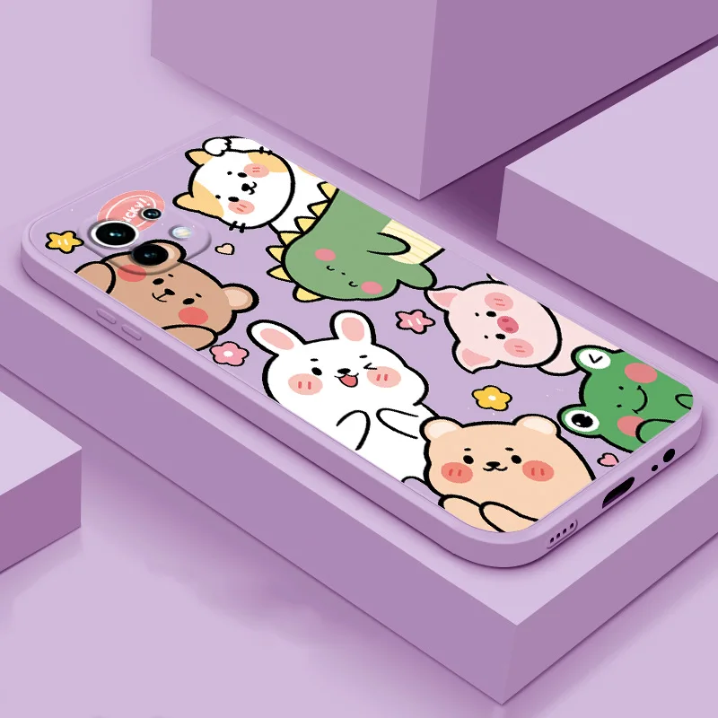 

Cute Cartoon Case For Xiaomi 11 11 Lite Case Straight Side Silicone Liquid Soft Shell For Xiaomi 11 Lite Shockproof Back Cover
