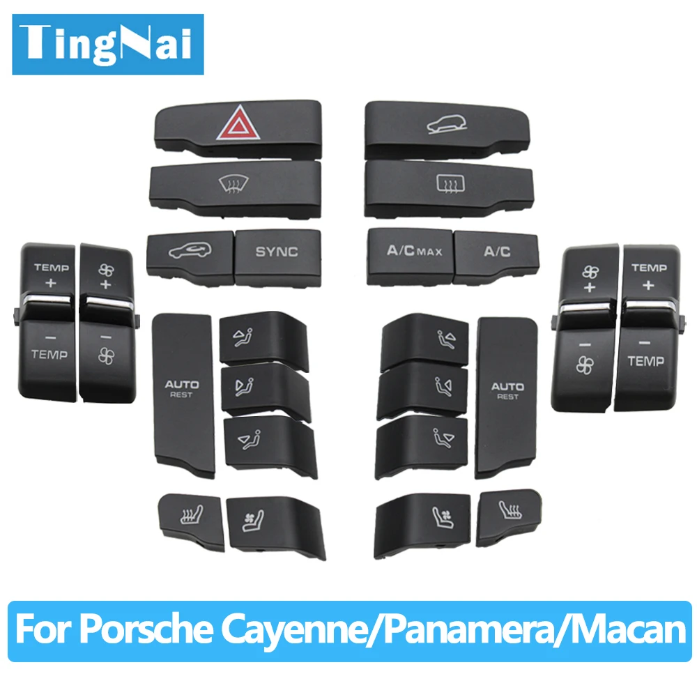 

Front Rear Console Air Conditioning Temperature Ventilation Volume AC Button Caps For Porsche Cayenne 7P5 Panamera 970 Macan 95B