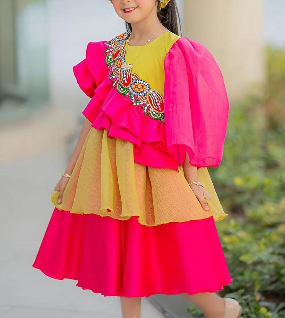Детское платье-макси с мусульманским принтом, длинное летнее кимоно в стиле Абайи, свободный хиджаб, для Ближнего Востока