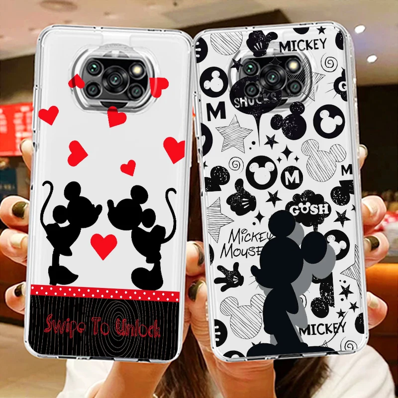 

Transparent Phone Case For Xiaomi Poco X4 X3 X2 NFC F4 F3 F2 GT M5s M4 M3 M2 Pro C50 C40 C3 Disney Mickey&Minnie Logo Cover Capa