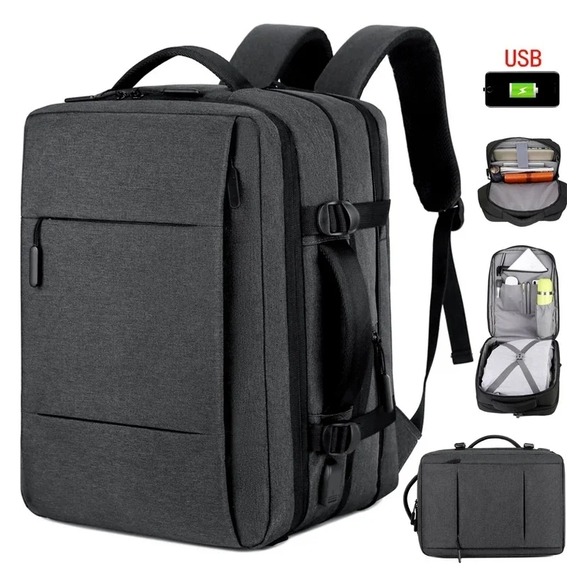 

Men Large Capacity Expandable Backpack USB Charging Male Laptop Bagpack Waterproof Business Travel Back Pack Luggage Bag Mochila