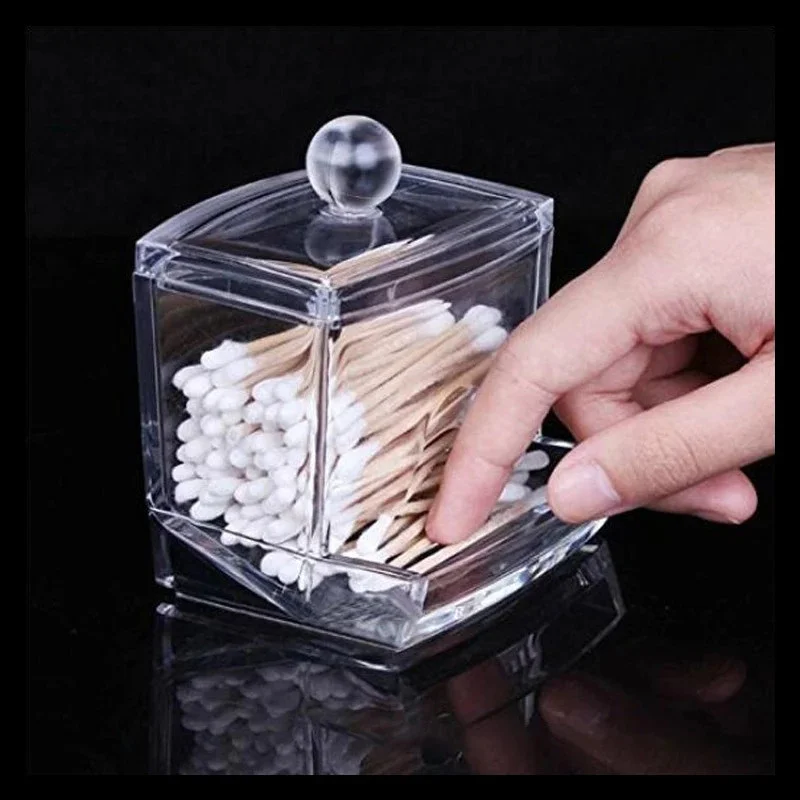 1pcs Acrylic Cotton Swabs Storage Holder Box Portable Transparent Makeup Cotton Pad Cosmetic Container Jewelry Organizer Case