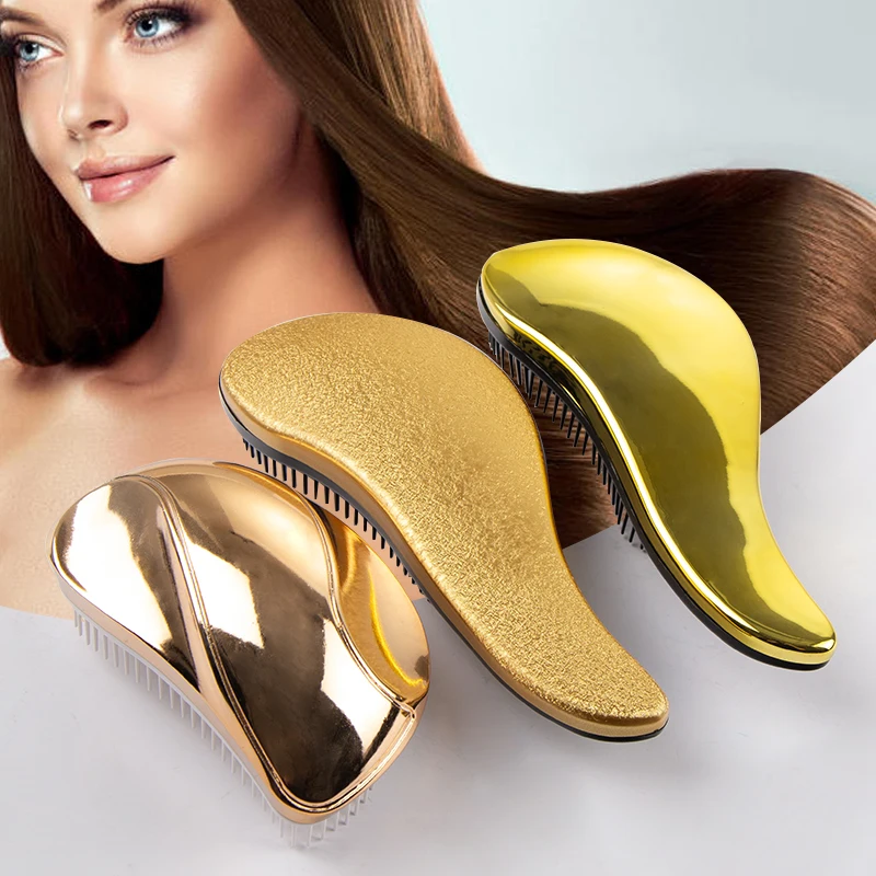 

Golden Hair Brush Women Shiny Anti-knot TT Hair Comb Reduce Hair Loss Detangling Brush Scalp Massage Comb Barber Accessories