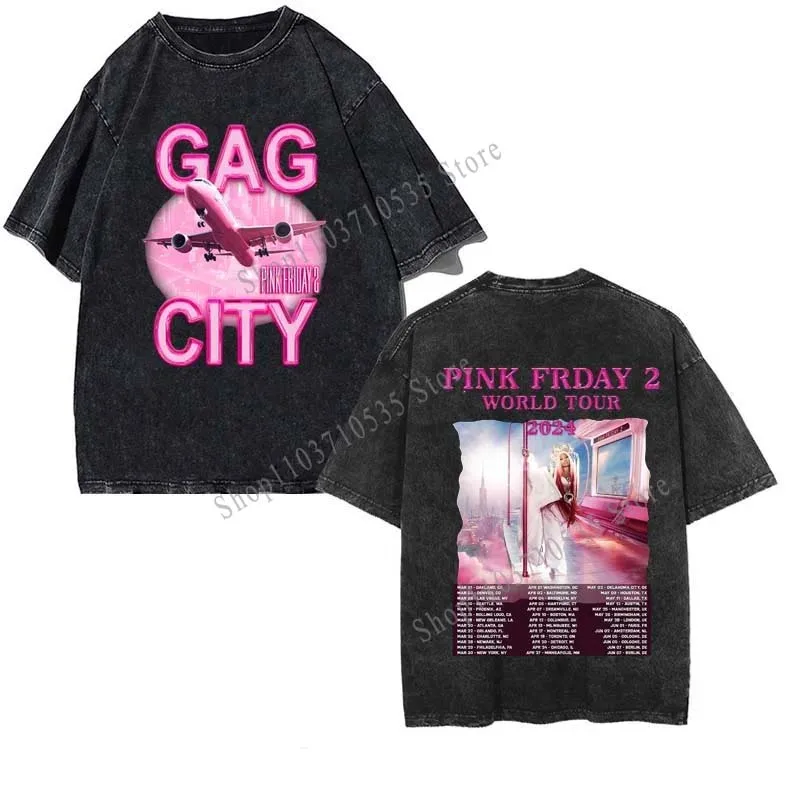 Футболка с принтом Nicki Minaj Винтажная оверсайз из хлопка Gag City розовая пятница 2