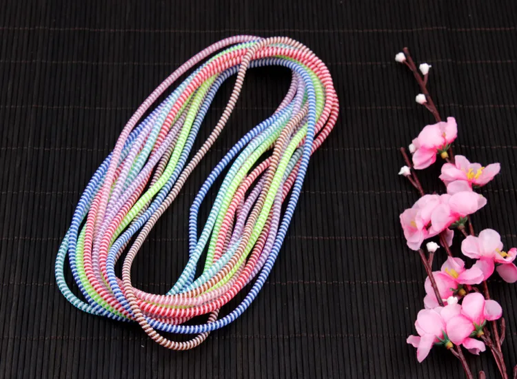 Фото 200pcs/lot 50cm Double Colors Solid Color TPU spiral USB Charger Cable Cord Protector for iPhone Wrap Cable Winder Organizer №5
