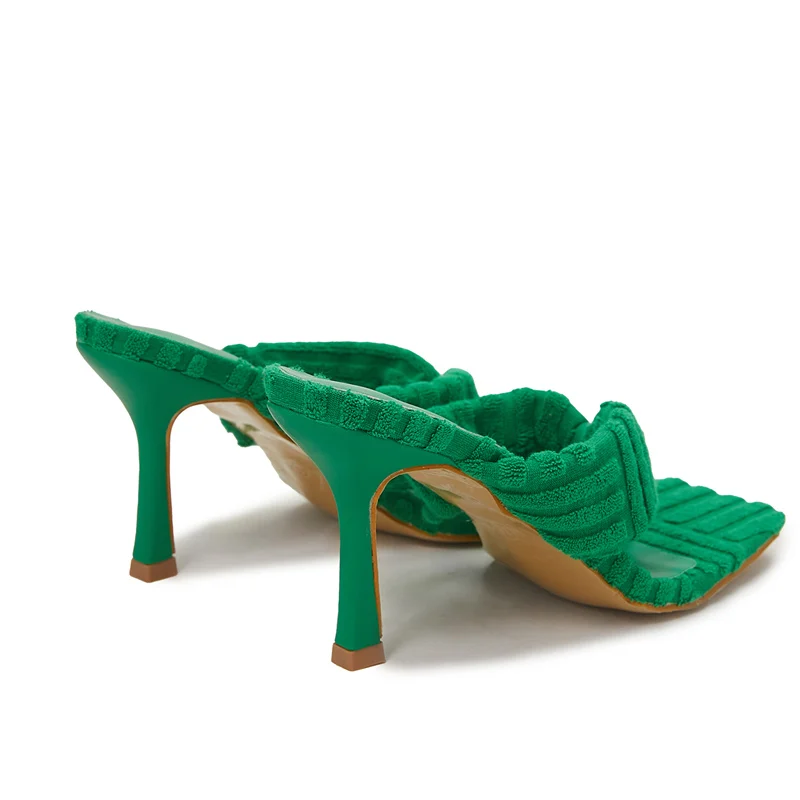 Сланцы женские на высоком каблуке 9 см Повседневные Удобные туфли-шлепанцы