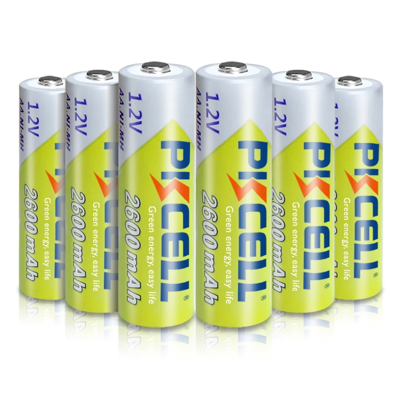 

6 X PKCELL 1.2V AA Rechargeable Batteries 2600mAh Ni-MH AA Rechargeble Battery for camera Anti-dropping toy car