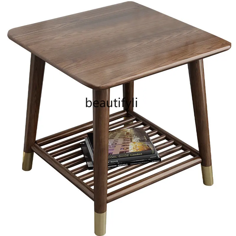 

Квадратный журнальный столик yj в скандинавском стиле, прикроватный столик, прикроватный столик, роскошный деревянный чайный столик из масс...