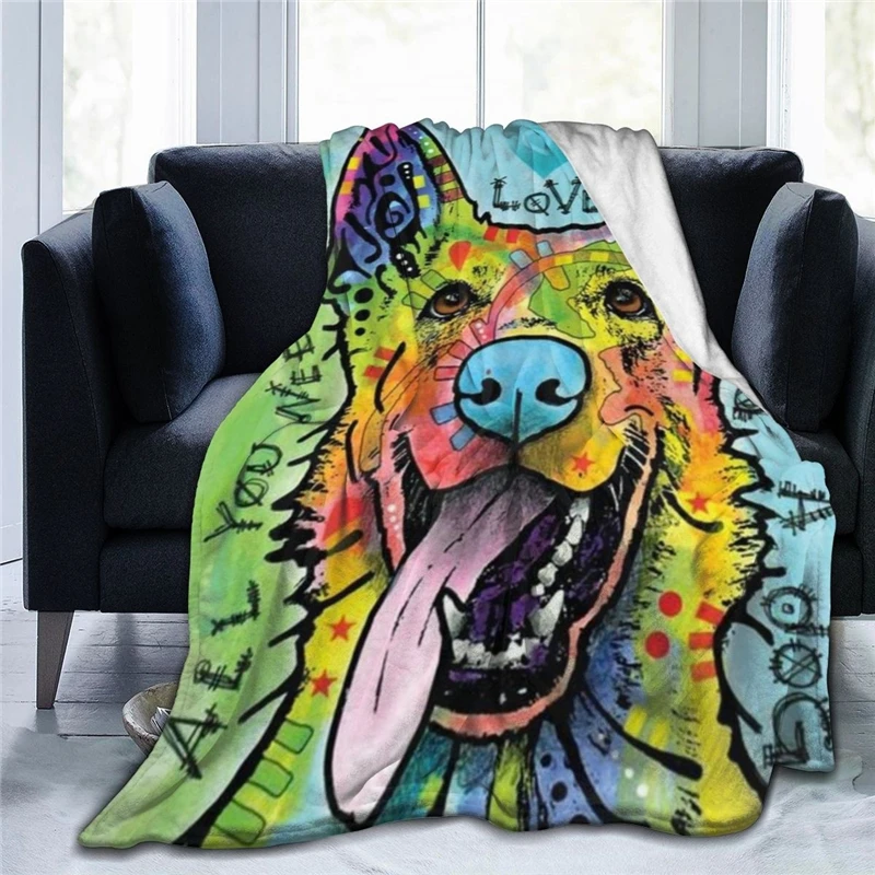

Креативное цветное одеяло с собакой для кровати, дивана, мягкое теплое одеяло, Фланелевое покрывало, домашний декор, для путешествий, пикник...