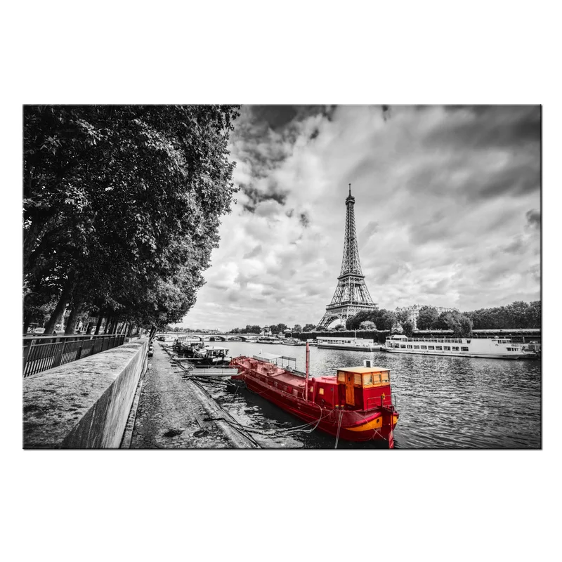 

1 Piece Eiffel Tower Wall Art Poster Seine River Landscape Canvas Painting Modern Style Picture Living Room Home Decor