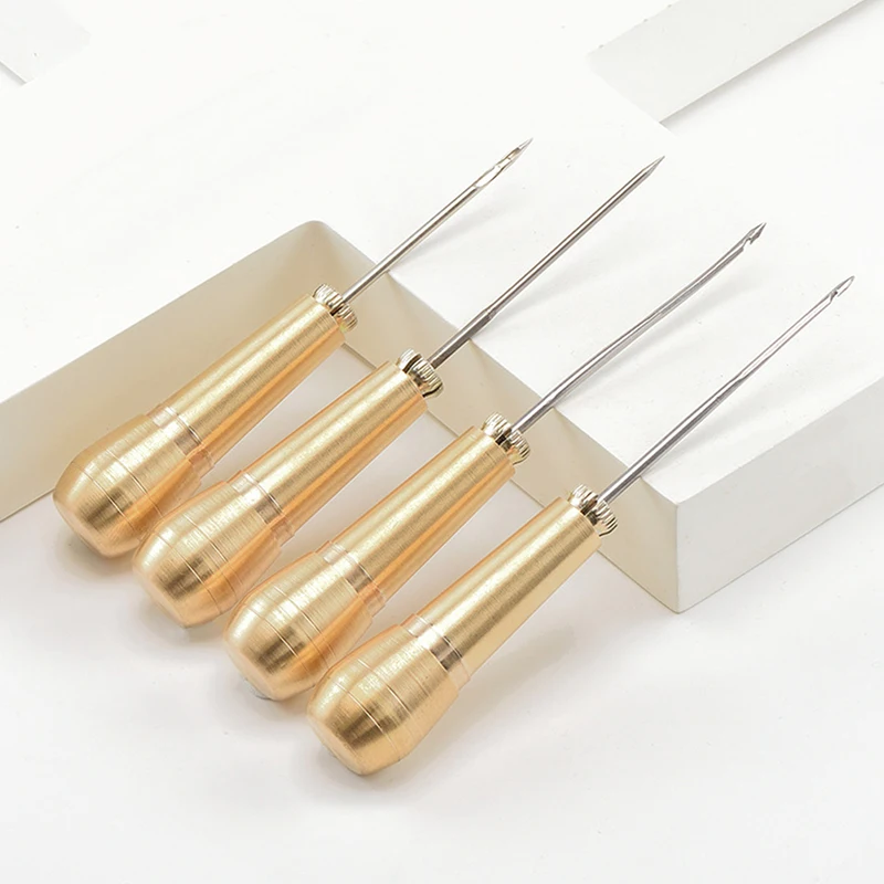 

DIY Leather Sewing Kit Leather Sewing Awl Needle with Copper Handle Set Leather Canvas Shoes Repairing Tool with Nylon Thread