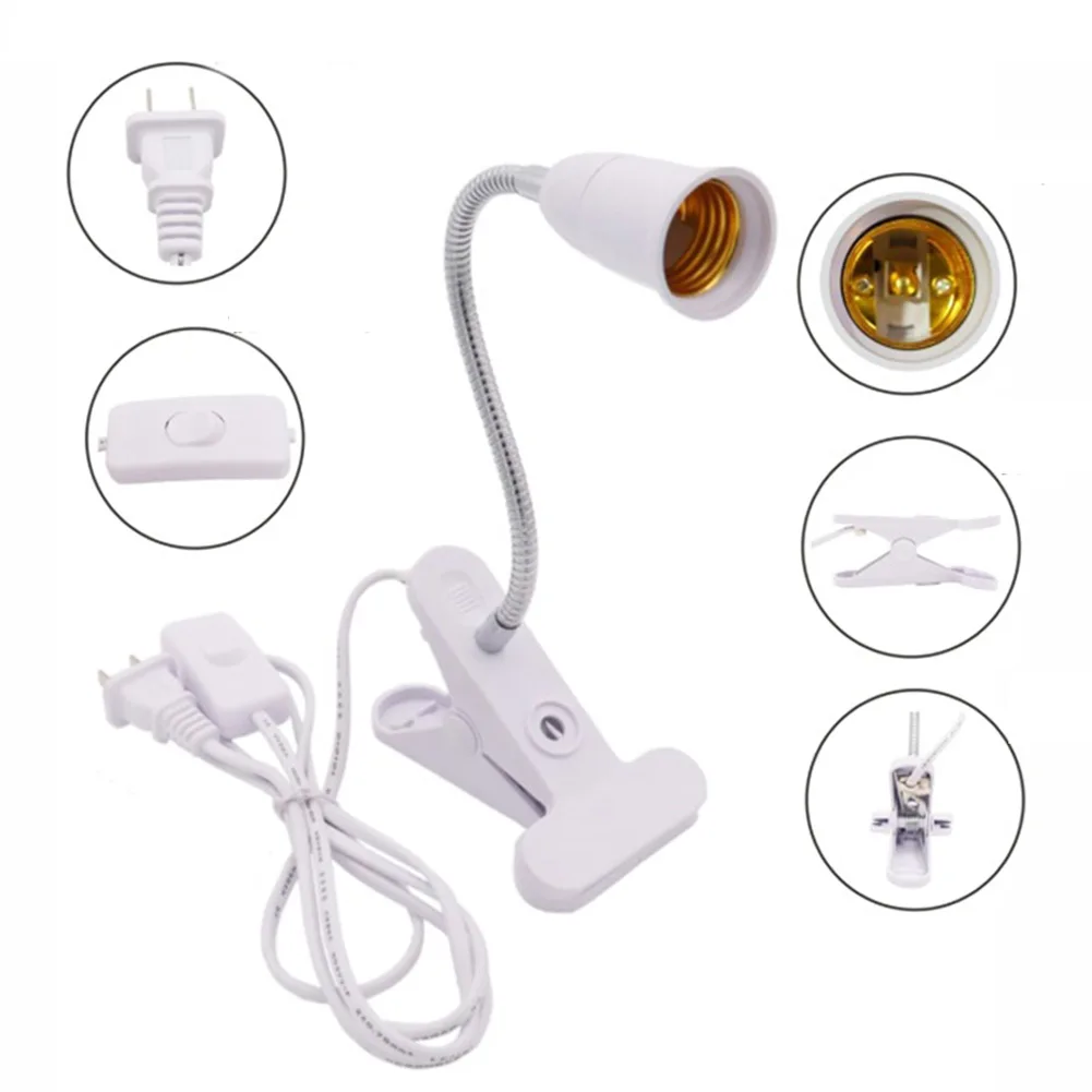 

E27 Screw Clamp Table Lamp Holder Fixture Lampholder With On/Off Switch White UK Plug Light Base Stand Bulb Socket 12-265V