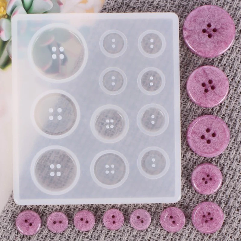 

Hot New Diy Silicone Mold Resin Button Diy Handmade Resin Mold With Hole Pendant Button Clay Epoxy Pendant For Keychain Supplies