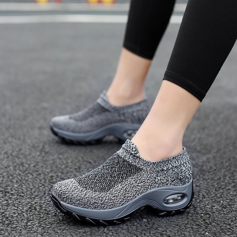 

Elderly Mother Shoes Cushion Large Size Sponge Cake Hiking Shoes Summer New Large Size Socks Shoes Wedges Shoes for Women
