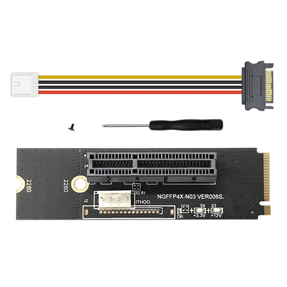 Фото Карта-адаптер AA80 NGFF M.2 на PCI-E 4X X1 (M2 NVME на PCIe X4) с LED-индикатором напряжения для GPU и майнинга BTC №2