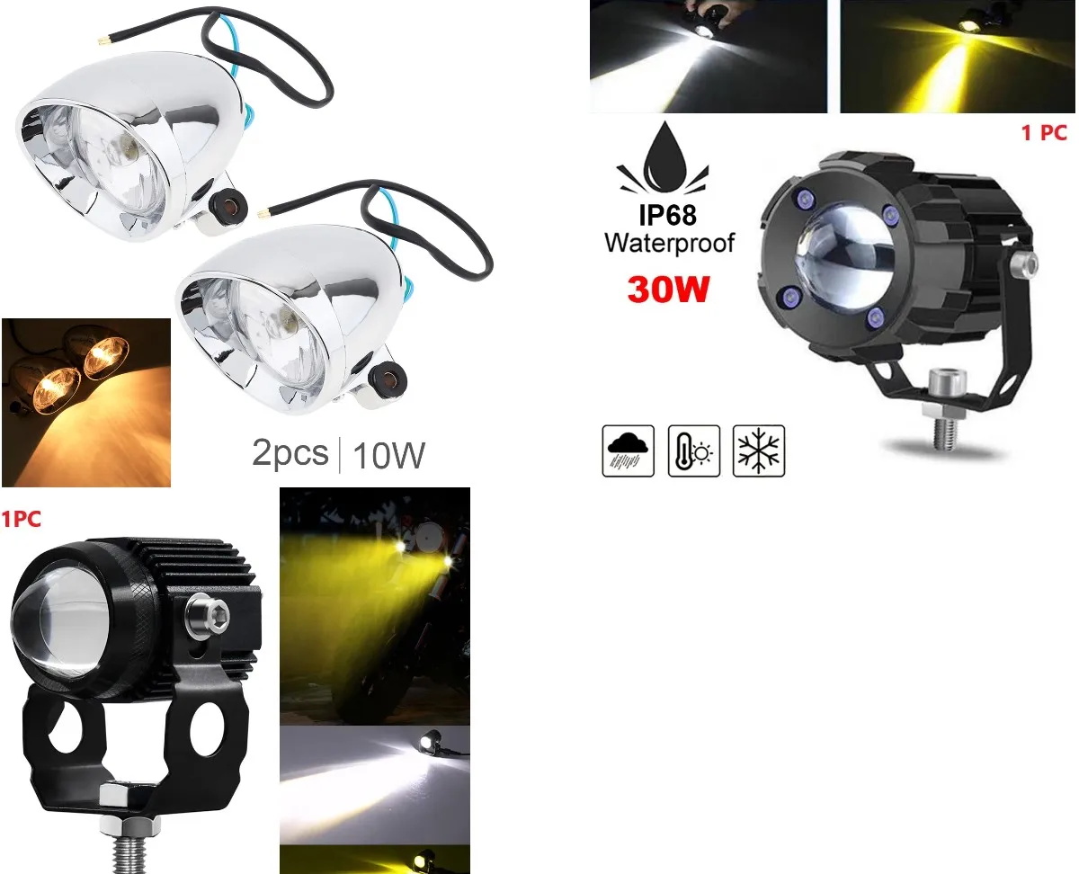 

10/30/60W Motorcycle LED Headlight Universal Motorbike Retro Bullet Fog Light Auxiliary Spotlight Lamp for Motorcycles Truck