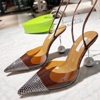 2022 summer new pointed pvc with cross straps sandals stylish stiletto multicolor womens shoes