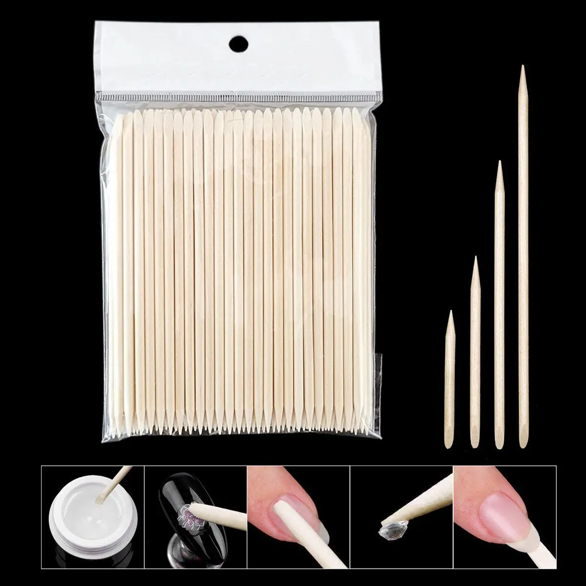 

20/100Pcs Nail Cuticle Pusher Orange Wood Sticks Nail Manicures Remover Wooden Design Nail Gel Polish Drawing Stick for Nail Art