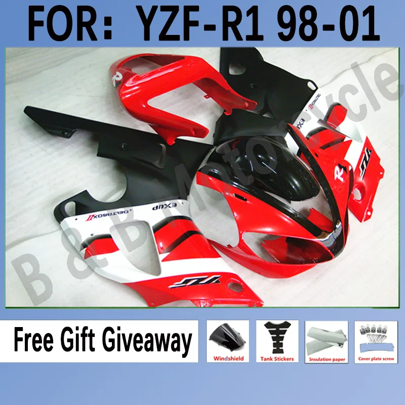 

Комплект обтекателей для YAMAHA YZF R1 YZF1000 98 99 00 01 R1 обтекатель кузова YZFR1 1998 1999 2000 комплект красный белый