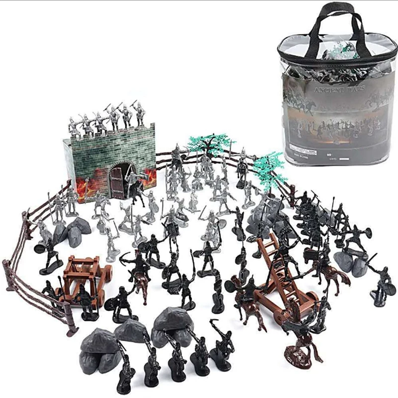 

120 Pcs/Bag Medieval Cavalry War Horse Soldier Model Ancient Rome Castle Model Chariot for Game Gifts and Parties
